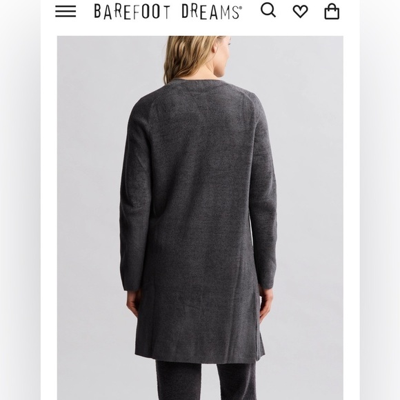 Barefoot Dreams Cozy Chic Ultra Lite  Charcoal Gray Wide Collar Coat - Picture 3 of 6